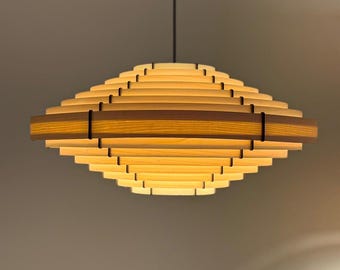 Modern Pendant Light | Handmade Wooden Chandelier | Natural Wood Lighting | Minimal Lamp