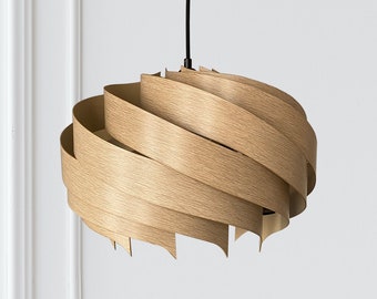 Wood Pendant Light, Handmade Lamp, Wood Ceiling lamp , Oak Lampshade, Home Decor, Industrial Lamp, Modern Chandelier Light