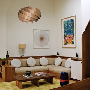 Wood Pendant Light, Handmade Lamp, Wood Ceiling lamp , Walnut Lampshade, Home Decor, Industrial Lamp, Modern Chandelier Light image 4
