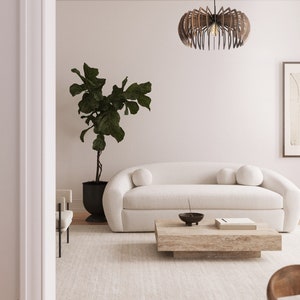 Wood Pendant Light, living room, Handmade Lamp, Chandelier, Wood Lampshade, Minimal lamp, Decoration, Home Decor image 5