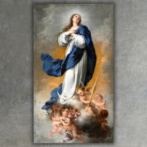 Stampa su tela Giclée L'Immacolata Concezione di Bartolomé Estebán Murillo (1680) • Belle arti • Arte murale su tela cristiana • Pittura classica