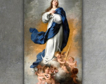 The Immaculate Conception by Bartolomé Estebán Murillo Giclée Canvas Print (1680) • Fine Art • Christian Canvas Wall Art • Classic Painting