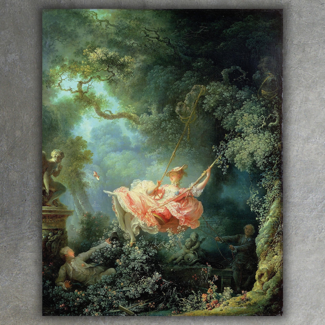 ゴブラン　絵画 ジャン・オノレ・フラゴナール作「ブランコ」キャンバスプリント（1767