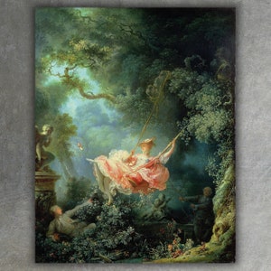 The Swing by Jean Honoré Fragonard Canvas Print (1767) • Fine Art Print • Classic Painting Reproduction • Rococo Wall Decor