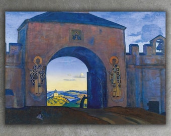 And We are Opening the Gates by Nicholas Roerich Canvas Print (1922) • Fine Art Painting • Modern Landscape Wall Decor • Large Museum Poster