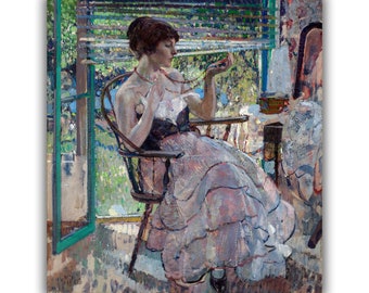 The Necklace by Richard E. Miller Canvas Print (1924) • Fine Art Print • Classic Painting Reproduction • Victorian Wall Decor