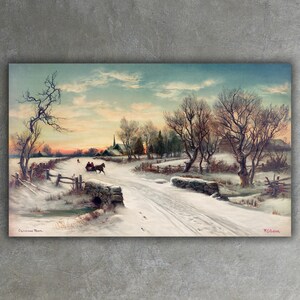 Toile de Noël de W. C. Bauer (1880) • Poster de Noël vintage • Impression d'art • Décoration murale paysage classique