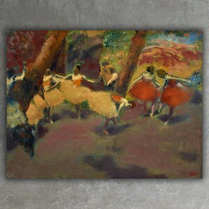 Antes de la actuación de Edgar Degas Impresión en lienzo Giclée • Impresión de pintura de bellas artes • Decoración de pared de bailarina • Póster grande de museo