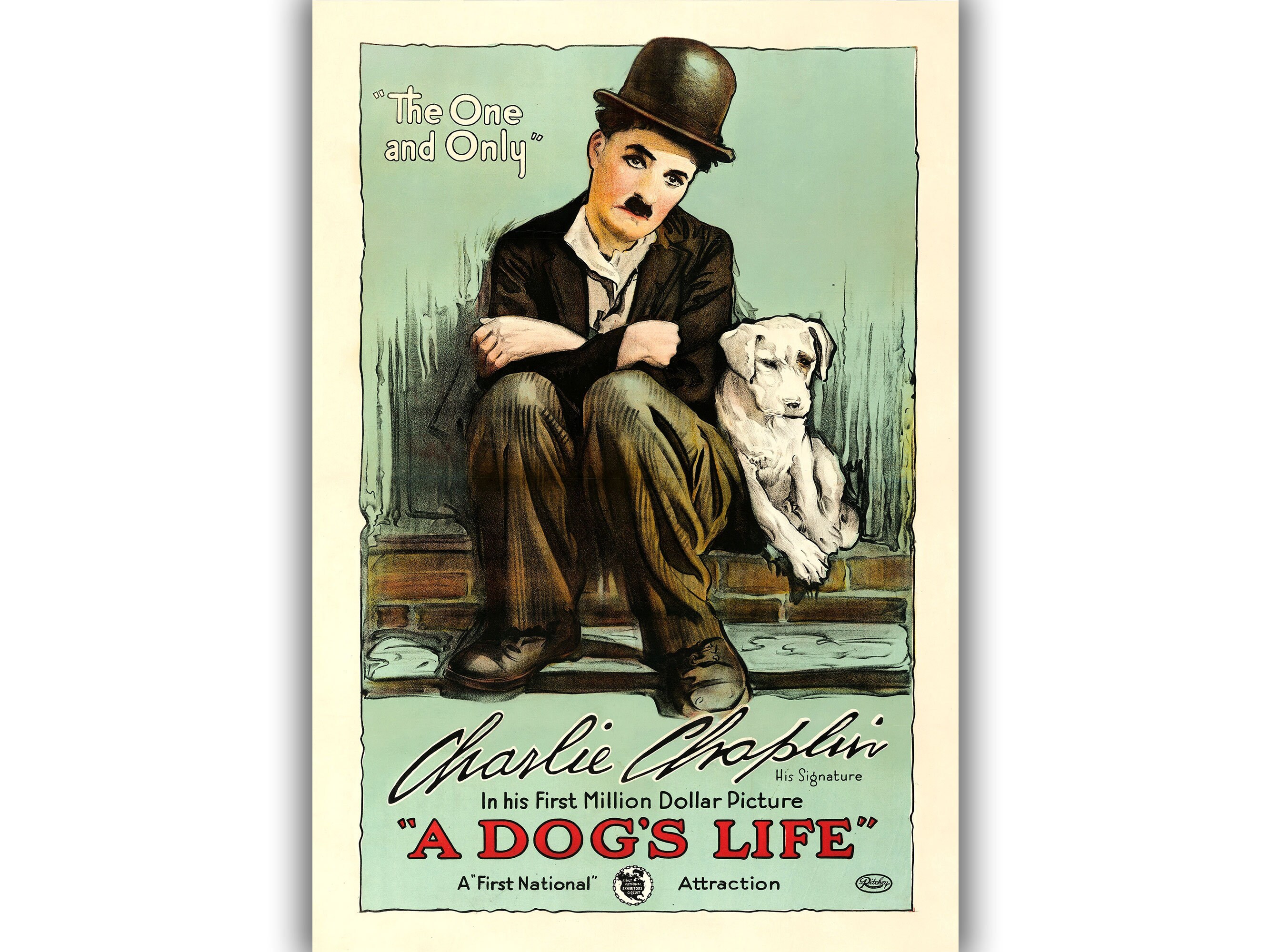 Charlie Chaplin Classic Movie Poster A Dog's Life (1918) • Retro