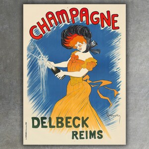 Champagne French Poster • Retro Wall Art • Vintage Home Decor • Victorian Advertising Print
