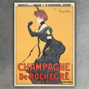 Poster francese Champagne De Rochegre • decorazione da parete retrò • arredamento vintage per la casa • stampa pubblicitaria vittoriana