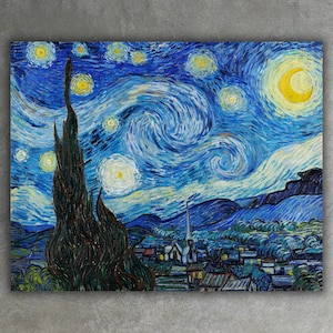 ヴィンセント・ヴァン・ゴッホ作「星月夜」ジクレーキャンバスプリント（1889年） • 美術絵画プリント • 印象派壁装飾 • 大型美術館ポスター
