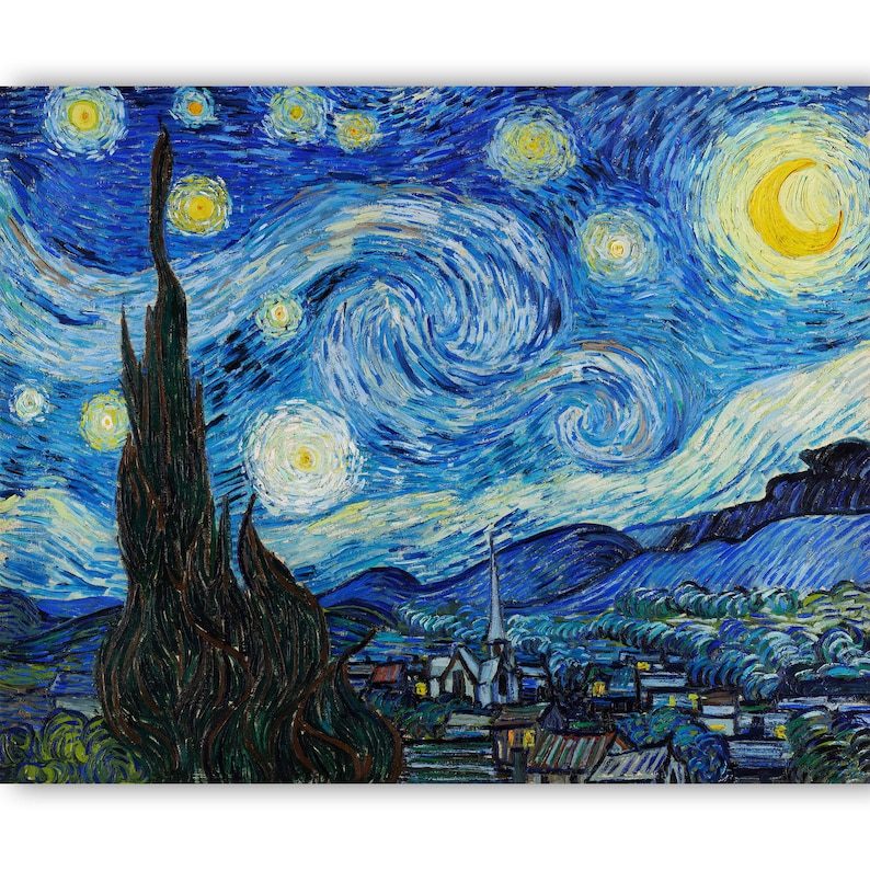 The Starry Night by Vincent Van Gogh Giclée Canvas Print 1889 Fine Art