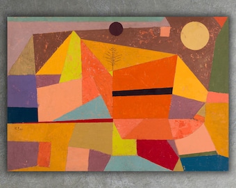 Joyful Mountain Landscape by Paul Klee Giclée Canvas Print • Modern Fine Art Print • Abstract Painting Wall Decor • Large Museum Poster
