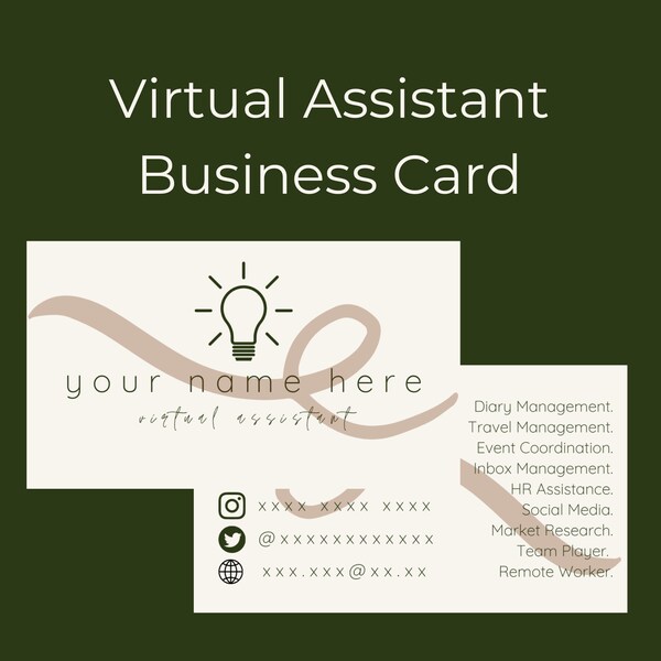 Virtual Assistant Business Cards Etsy