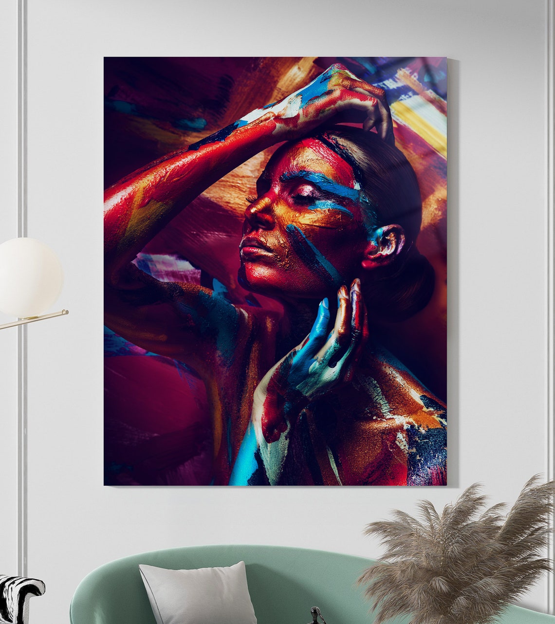 Woman Tempered Glass Wall Art Modern Wall Art Extra Large Etsy