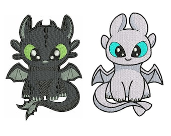 embroidery designs dragon, machine embroidery designs couple dragons toothless and Light Fury, Files designs dragon embroidery