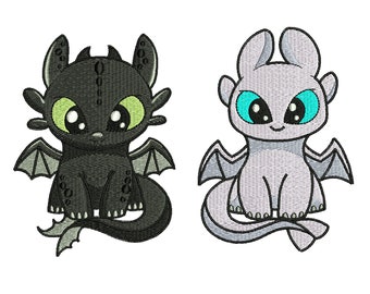 embroidery designs dragon, machine embroidery designs couple dragons toothless and Light Fury, Files designs dragon embroidery