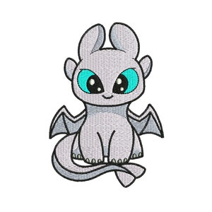 Wzór do haftu Light Fury Maszyna do haftu Plik Dragon Light Fury, Uroczy projekt z kreskówek, Pobieranie cyfrowe