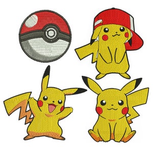 Embroidery Pokemon, Machine embroidery file Pokemon Machine embroidery designs  Pokemon Pikachu Pokeball