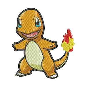 Charmander and Pokeball Embroidery Design, Pokemon Embroidery Machine File, Cute Anime Embroidery, Digital Embroidery File