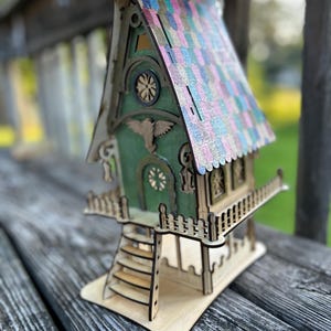 DIY Unfinished Fairy House Kit | Family Craft Project | Kids & Mom Activity | Easy Assembly Wooden Fairy Garden House | Creative Gift Idea