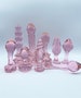Pink crystal sex toy, glass dildos, pink transparent crystal dildos, glass anal plug, interesting sexual gift 