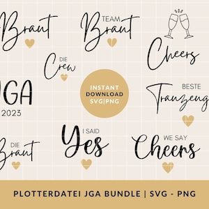 Plotterbestand JGA SVG PNG | Team Bruid | vrijgezellenfeest svg | Bruid als svg | Download plotterbundel bruid | proost