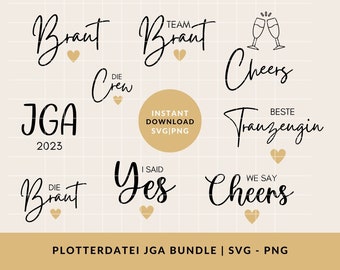 Plotter File JGA SVG PNG | Team Bride | bachelorette party svg | Bride to be svg | Download Plotter Bundle Bride | cheers