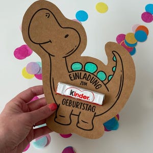 Druckvorlage Dino Einladungskarte Kindergeburtstag PDF A4  | Dinosaurier Bastelvorlage | Kindergeburtstag Jungs | Kindergeburtstagsvorlage