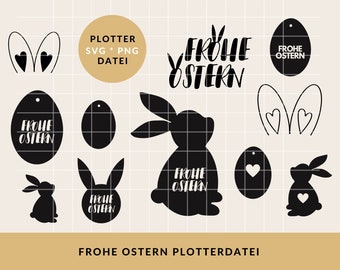 Feliz Pascua Plotter archivo SVG PNG | conejito de pascua plott | Haz huevos de Pascua con un corazón | Resorte para archivos de plóter | Descargar Plotter Bundle Semana Santa