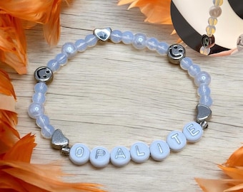 Opalite song inspired themed friendship bracelet with Opalite beads - silver