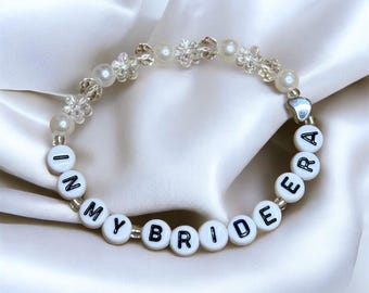 In my bride era hen do bridal shower mrs bride wedding friendship bracelet gift CUSTOMISABLE