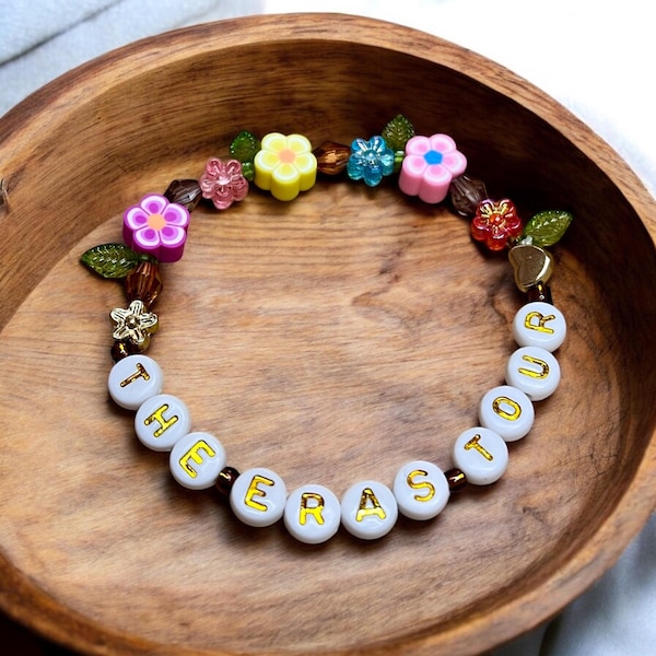 Eras tour acoustic piano flower themed inspired friendship bracelet & Taylor stickers CUSTOMISABLE