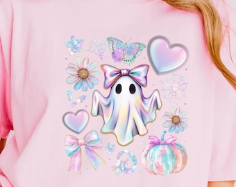 Iridescent Ghost Coquette Shirt Comfort Colors®, Pastel Halloween Shirt