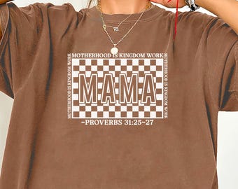 Comfort Colors® Checkers Mama Tee, Checkered Mama Tee, Mama Checkerboard Tee, Motherhood Tee, Comfort Color Mama Tee, Retro Checkered Tee
