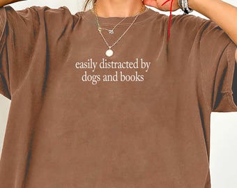 Book Lover Shirt Comfort Colors®, Dog and Book Lover, Cozy Bookworm Tee, Bookish Tee, Reading Tee, Gift for Dog Lover,Bookish Gift,Librarian