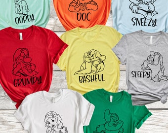 2026 Seven Dwarfs Shirt, 7 Dwarfs Family Shirts, Snow White Shirt, Bashful Doc Dopey Happy Sleepy Grumpy Sneezy Disney Tee Shirt