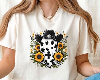 Spooky Cowboy Halloween Tee 2026, Western Ghost Tee Comfort Colors