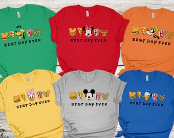 Best Day Ever Shirt, Disney Snacks Shirt, Best Day Ever custom Disney characters shirt, Disneyland Shirts, Adult and Kids Disneyworld Shirts