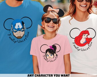 Characters Disney Family Shirts 2026, Family Disney Shirts, Matching Disney Trip, Disney Vacation Tee, Mickey Minnie Magic Kingdom Group