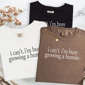 I Can&#39;t I&#39;m Busy Growing A Human Shirt Comfort Colors®, Funny Pregnancy Shirt, Funny Mom Tee, Baby Announcement Bodysuit,Maternity Tank Top