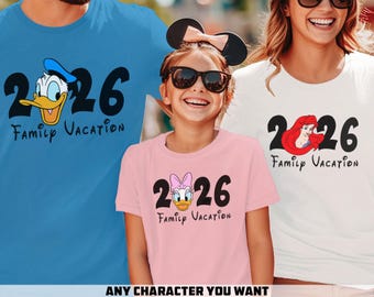 2026 Disney Vacation Shirts, Characters Family Disney Shirts, Matching Disney Trip, Disney Family Tee, Mickey Minnie Magic Kingdom Group