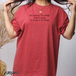 Just Because I&#39;m Awake Doesn&#39;t Mean I&#39;m Ready To Do Things Shirt, Comfort Colors®, Funny Humor Shirt, Custom Sarcastic Shirt, Funny Mom Tee
