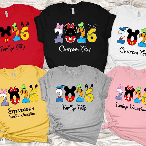 2026 Disney shirt, Disney vacation family shirt, Disneyland trip 2026, First Disney Trip,  Matching Disney Family shirts, Mickey and Minnie