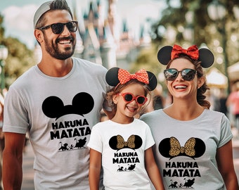 Hakuna Matata shirts Mickey and Minnie Leopard Print Disney shirt Animal Kingdom Theme Park family shirts 2024 Safari Аdventure shirts