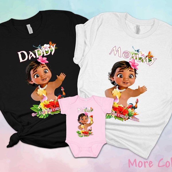Custom Baby Moana Birthday Girl Shirt for Family, Baby Moana Birthday shirt, Moana 1st Birthday Shirt, Moana First Birthday Party 2nd 3rd