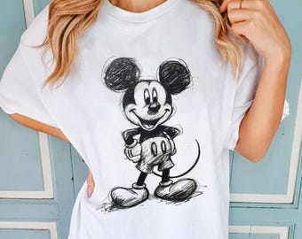 Vintage Mickey Mouse Sketch Shirts, Mickey Graphic Shirt, Mickey Sketch Tee, Disney Gift for Kids, Disneyworld Shirts Family, Disneyland Tee