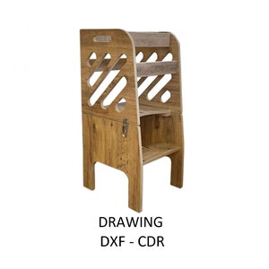 Wooden Learning Tower And Table DİGİTAL DRAWİNG