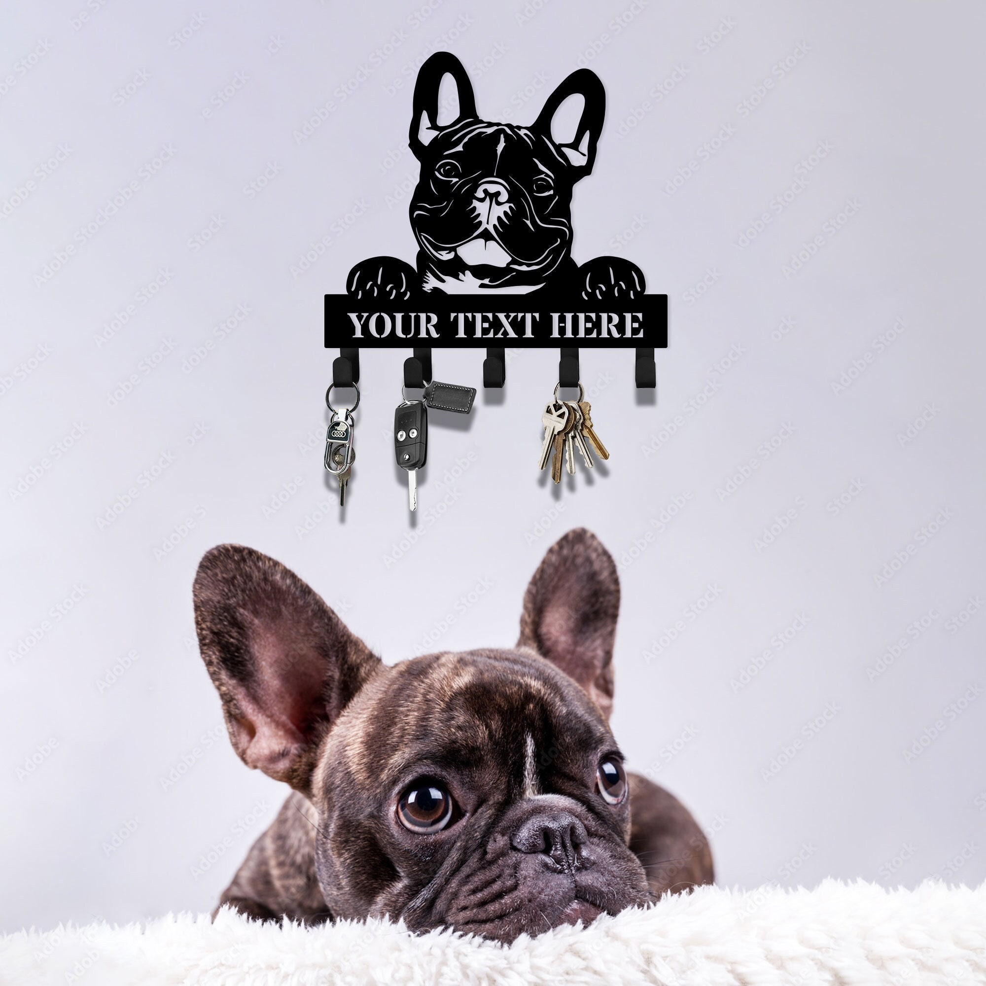 REGODS French Bulldog Dog Sleeping In White Angel Wings Acrylic Keychain,  Gift For Frenchie Lovers, Decorative 2-Sided Keychain Women Girls Bag  Wallet